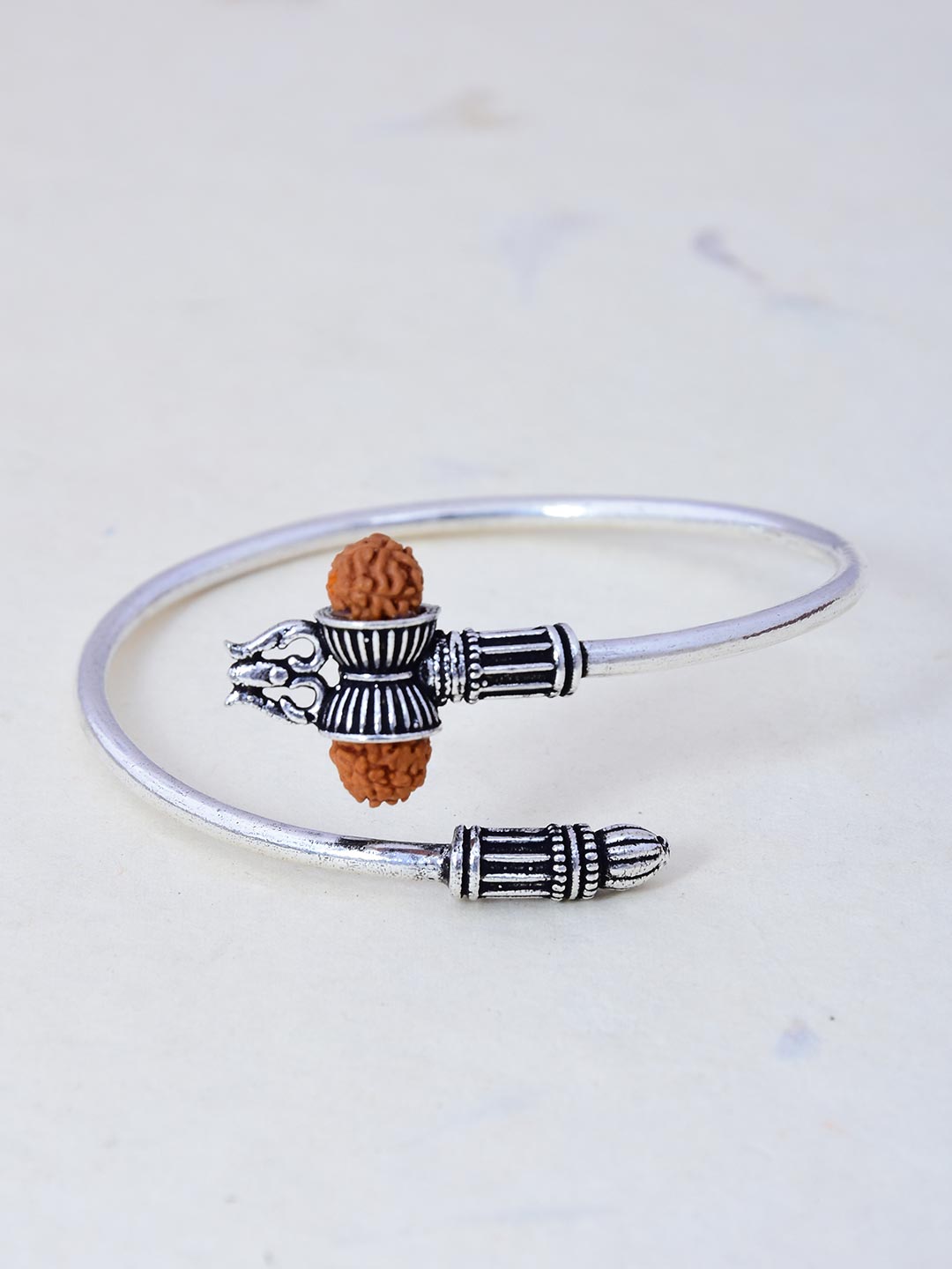 Rudraksha Trishool Old Silver Plated Bracelet