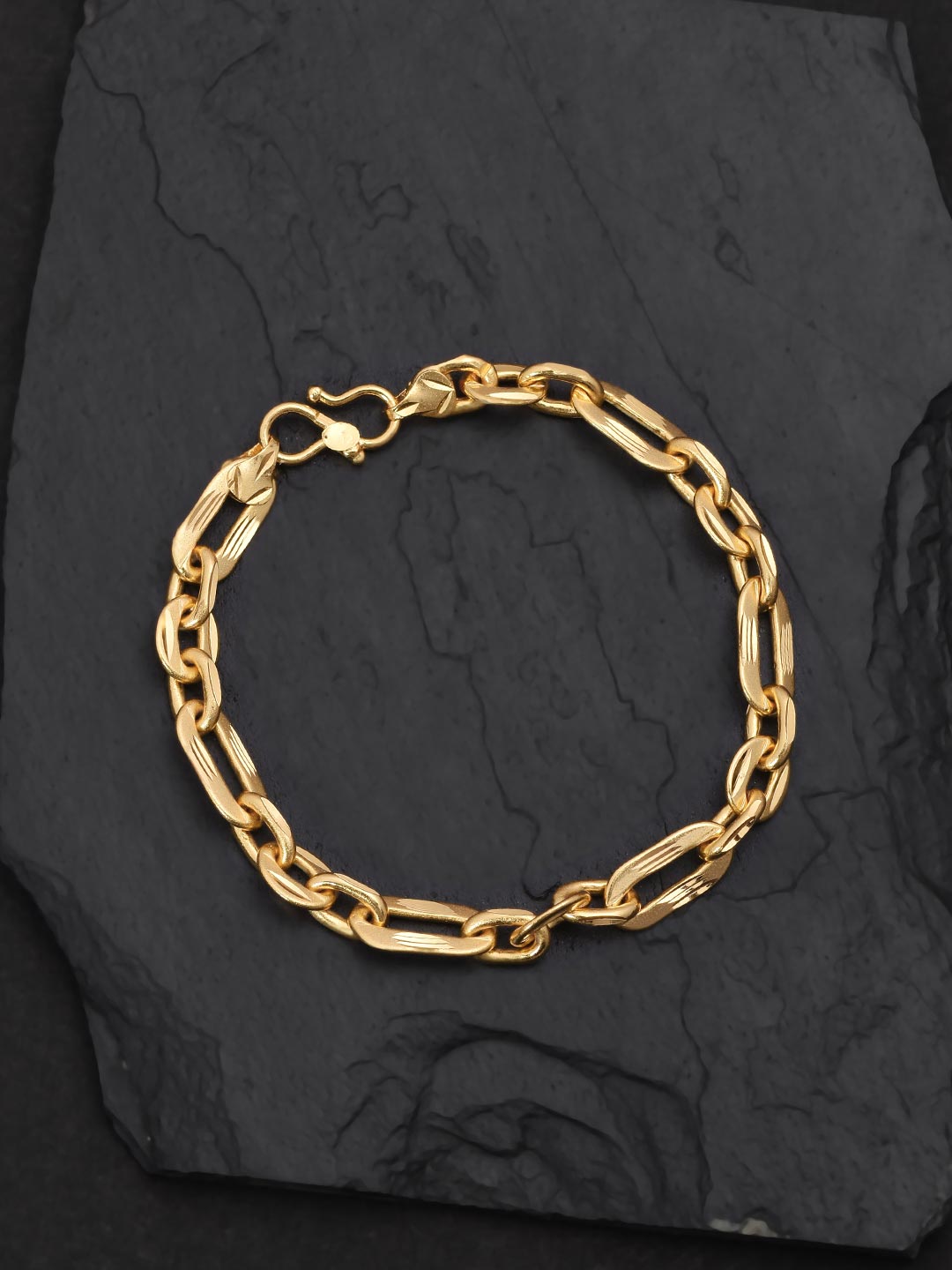 Elmo Dual Size Link 23.5K Gold Plated Mens Bracelet