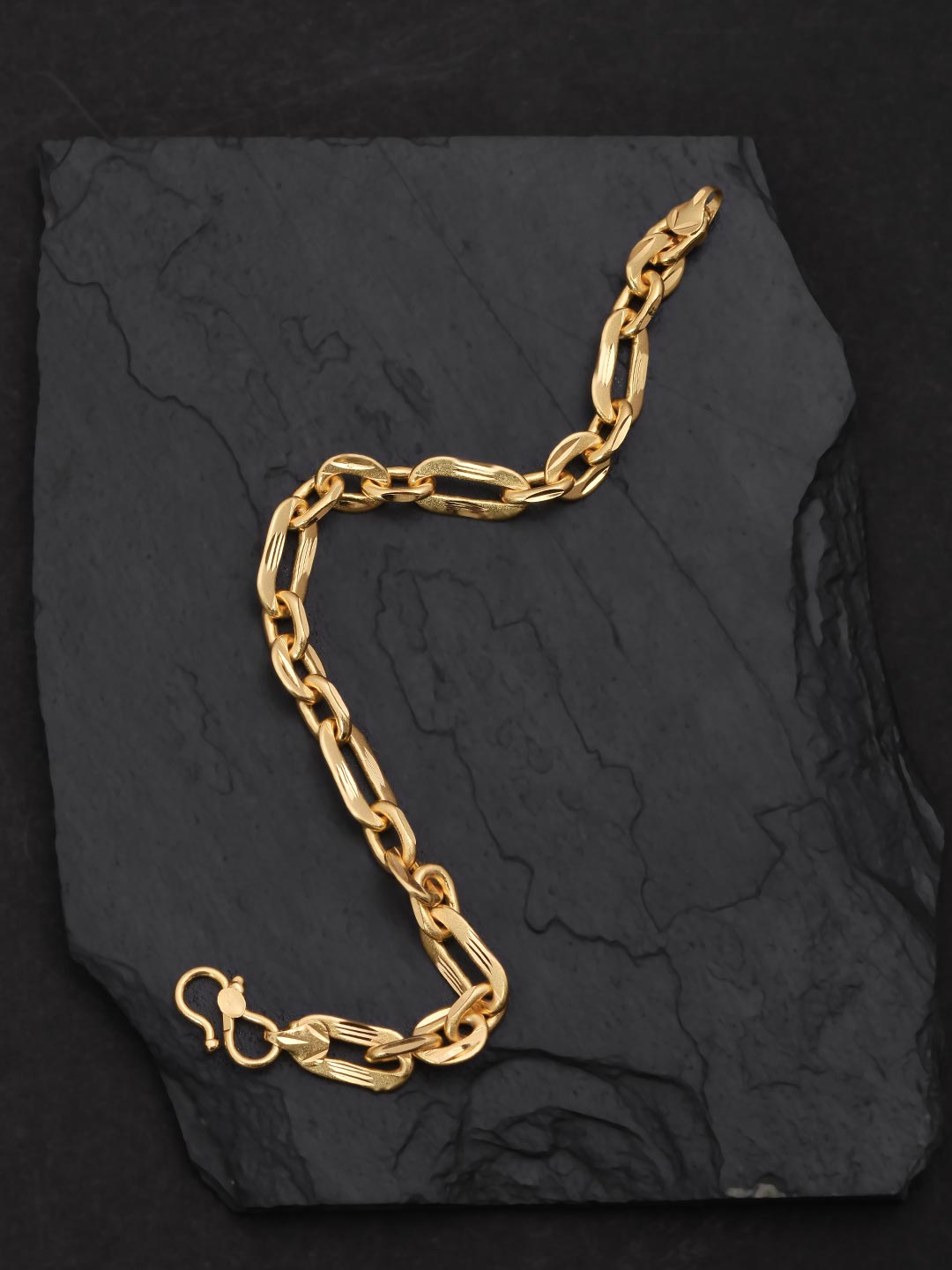 Elmo Dual Size Link 23.5K Gold Plated Mens Bracelet