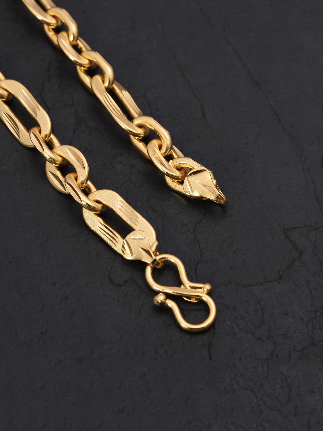 Elmo Dual Size Link 23.5K Gold Plated Mens Bracelet