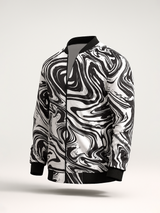 Black & White Marble Printed Velvet Jacket