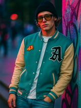 Pizza Sea Green LA Varsity Jacket