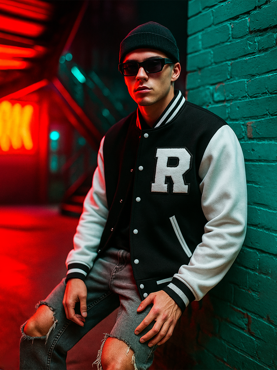 Black R Varsity Jacket