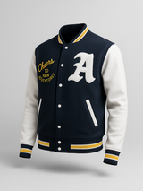 Cheers To New Adventures LA Navy Blue Varsity Jacket