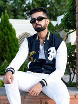 Cheers To New Adventures LA Navy Blue Varsity Jacket