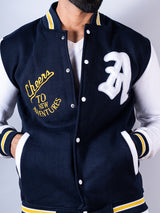 Cheers To New Adventures LA Navy Blue Varsity Jacket