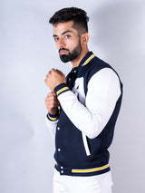 Cheers To New Adventures LA Navy Blue Varsity Jacket