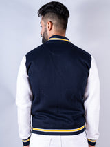 Cheers To New Adventures LA Navy Blue Varsity Jacket