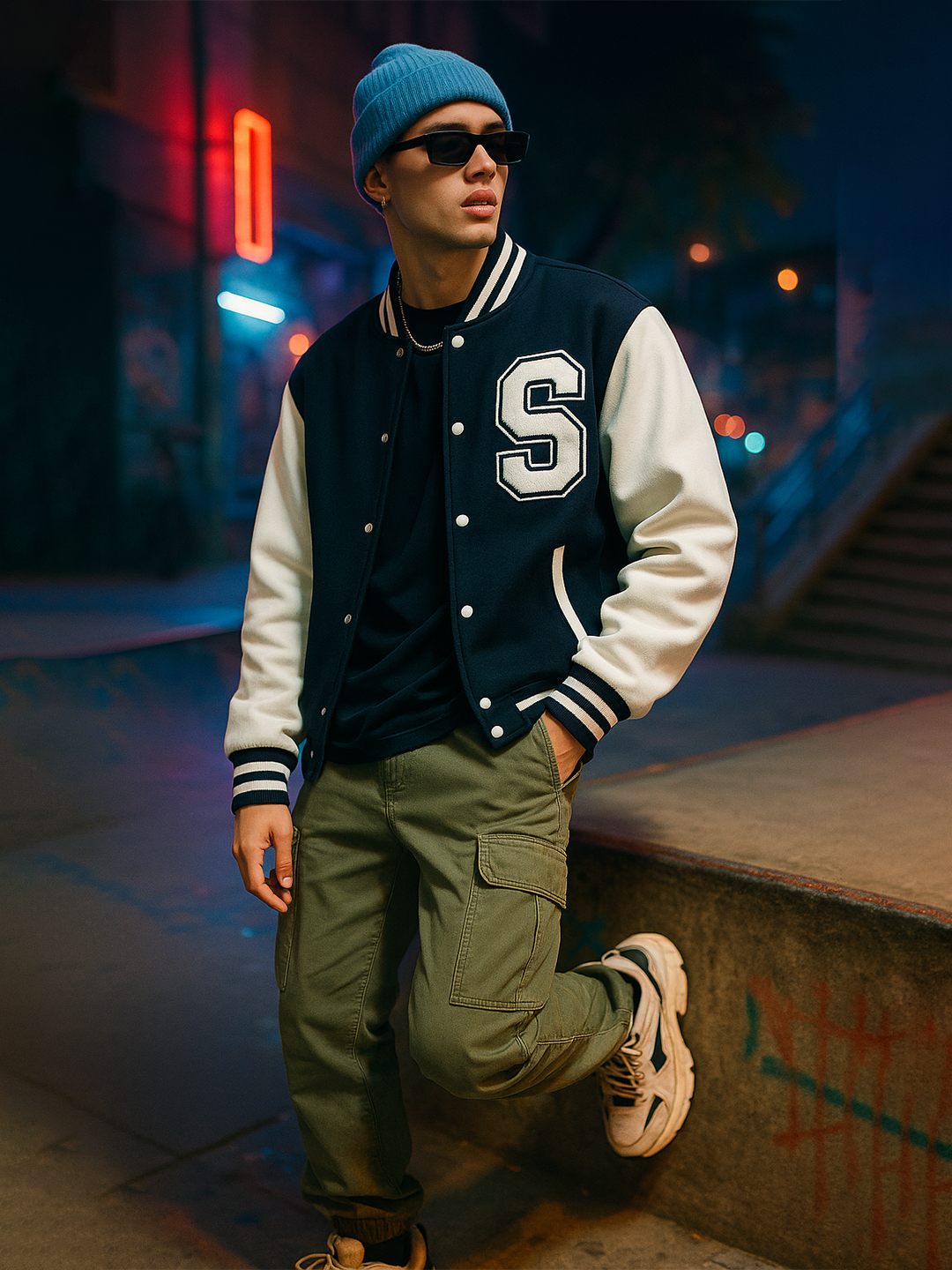 Navy Blue S Varsity Jacket