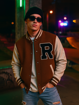 Brown R Tequila Varsity Jacket