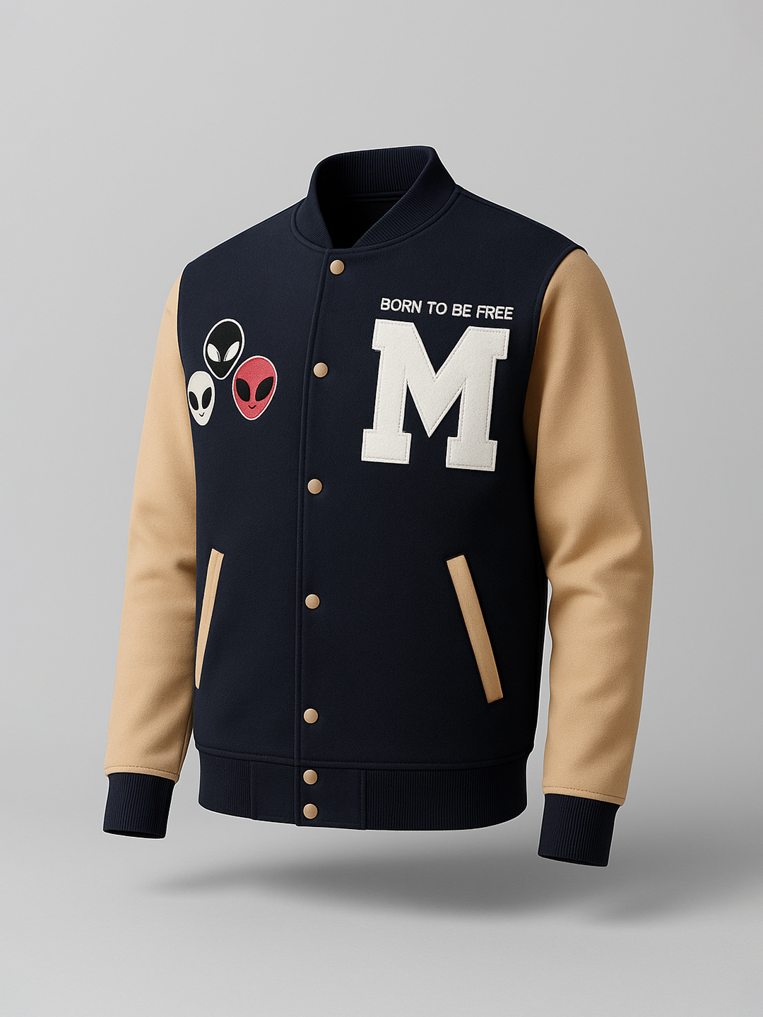 Born To Be Free Alien M Blue Varsity Jacket