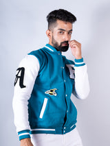 Teal Blue Buzz Off Varsity Jacket