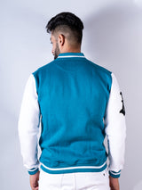 Teal Blue Buzz Off Varsity Jacket