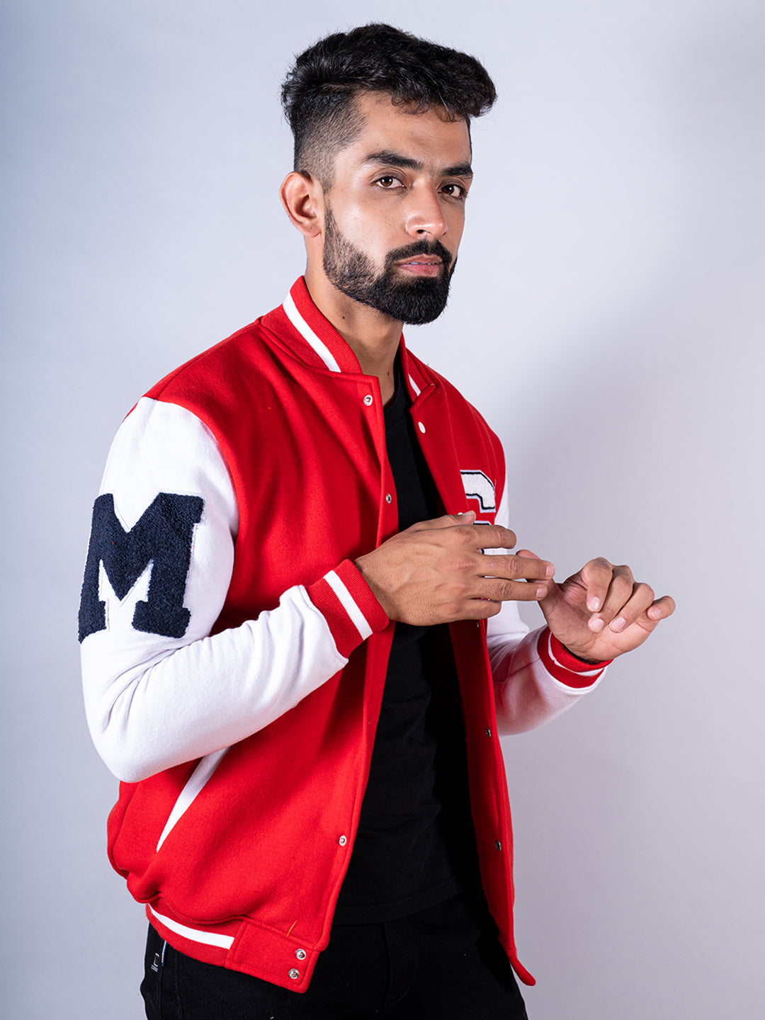 Red good vibes S Varsity Jacket