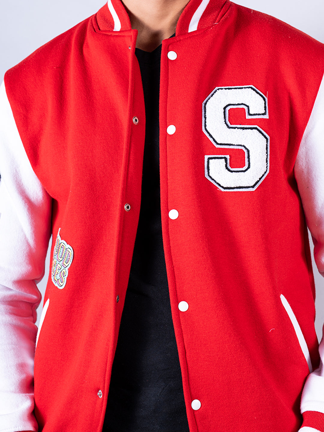 Red good vibes S Varsity Jacket
