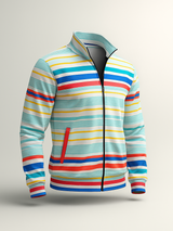 Multicolor Stripes Printed Mens Jacket