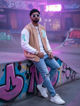 Beige LA Varsity Jacket