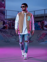 Beige LA Varsity Jacket