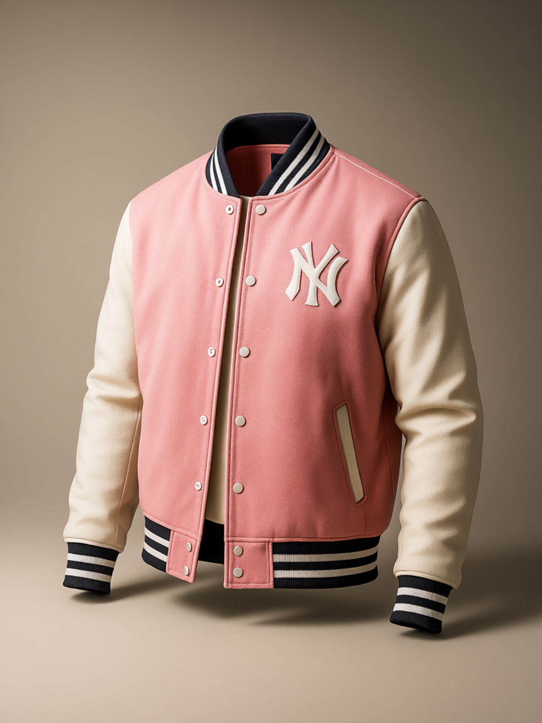 Baby Pink NY Varsity Jacket