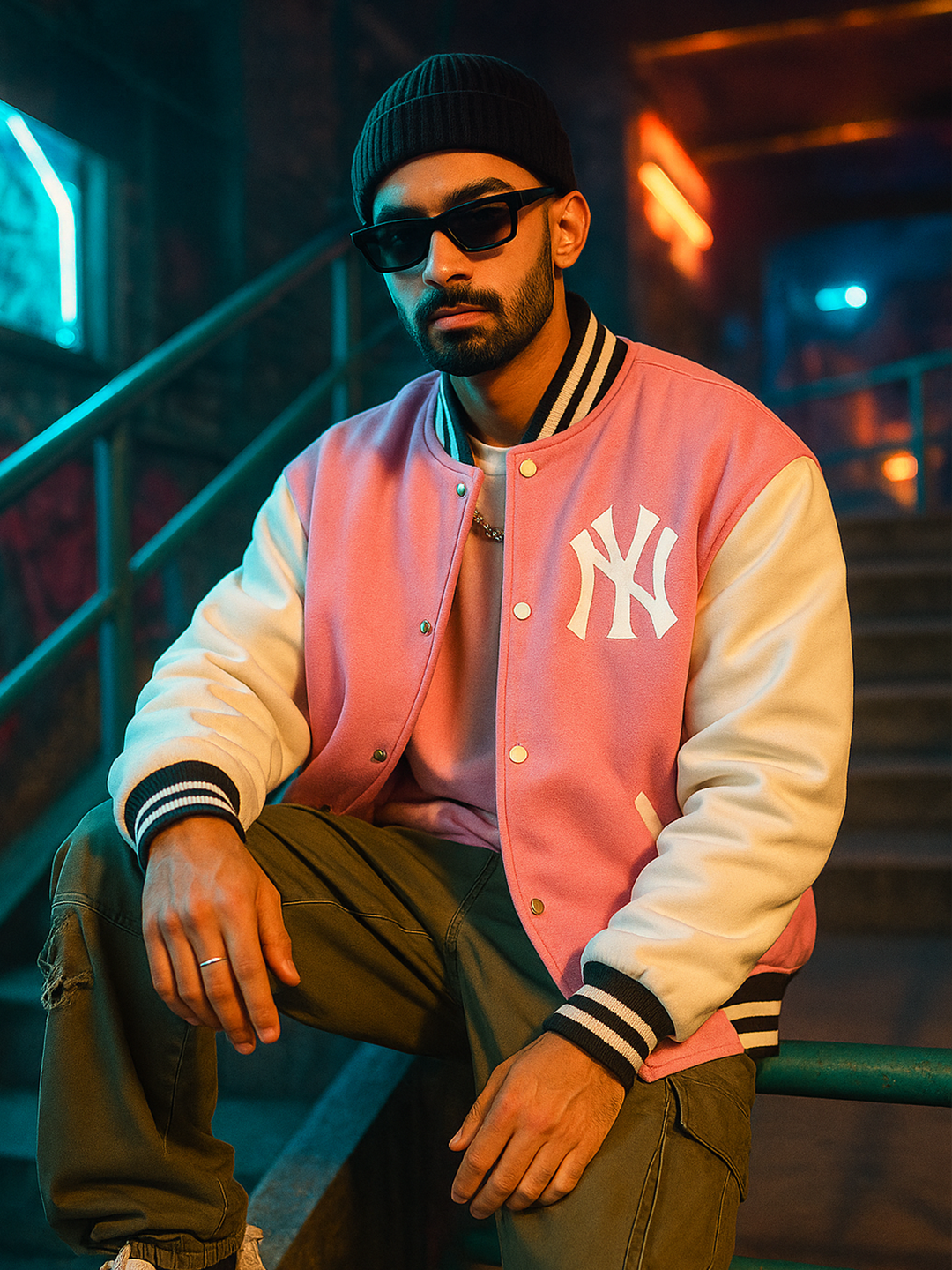 Baby Pink NY Varsity Jacket