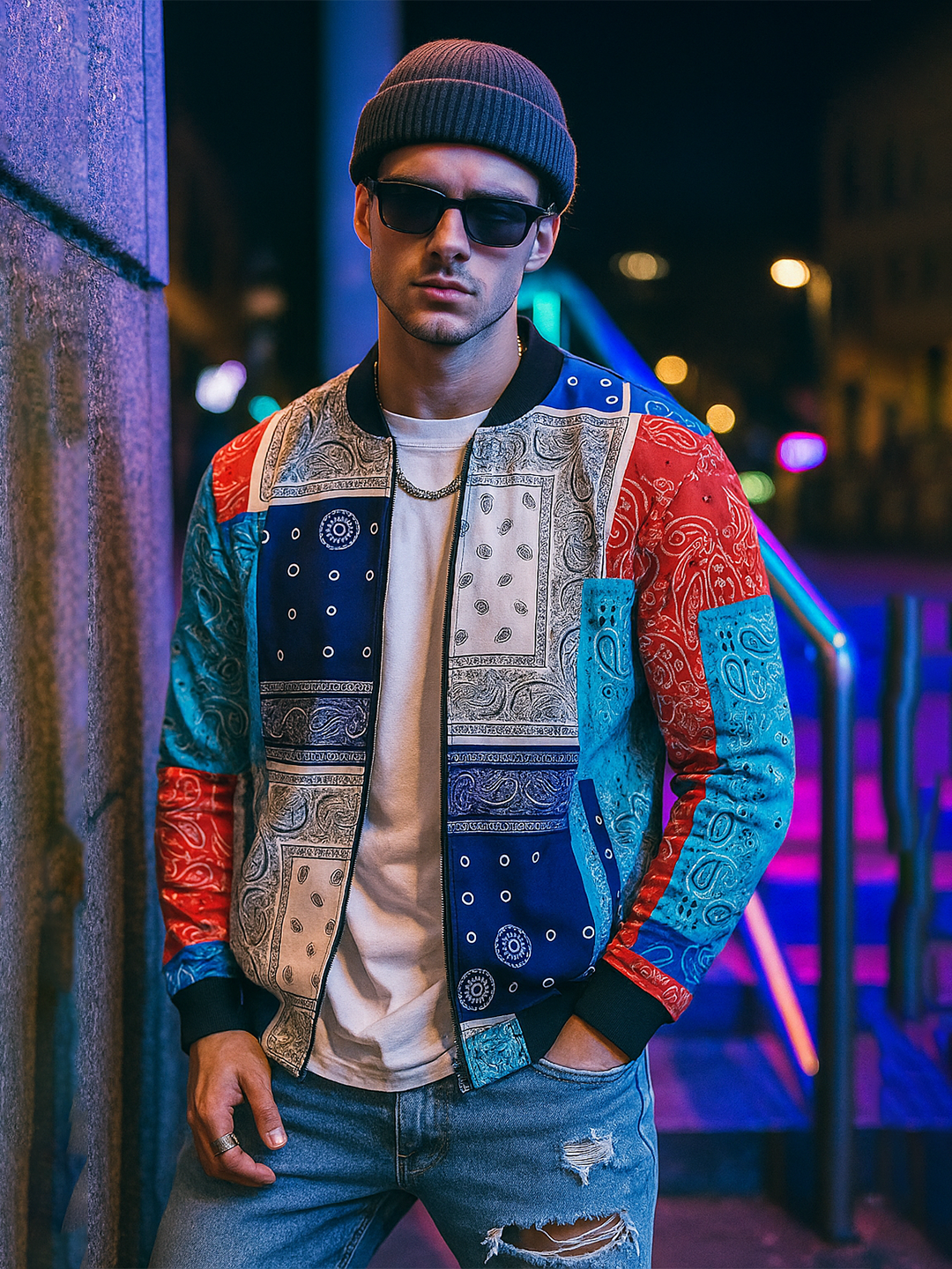 Multicolor Paisley Printed Velvet Jacket