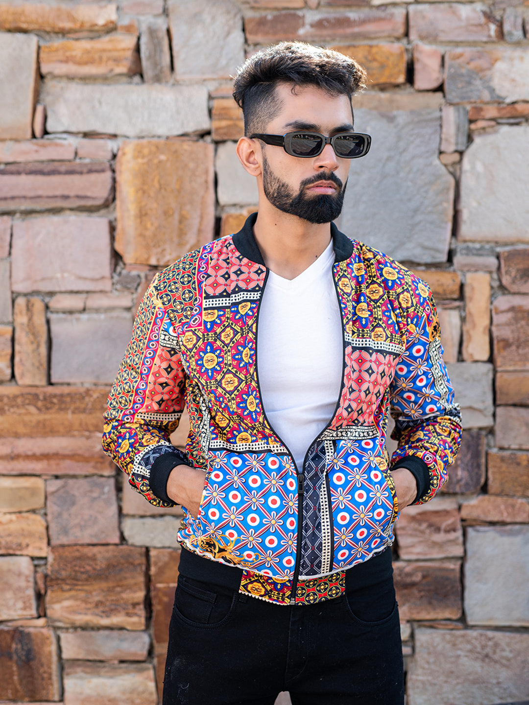 Multicolor Printed Velvet Jacket