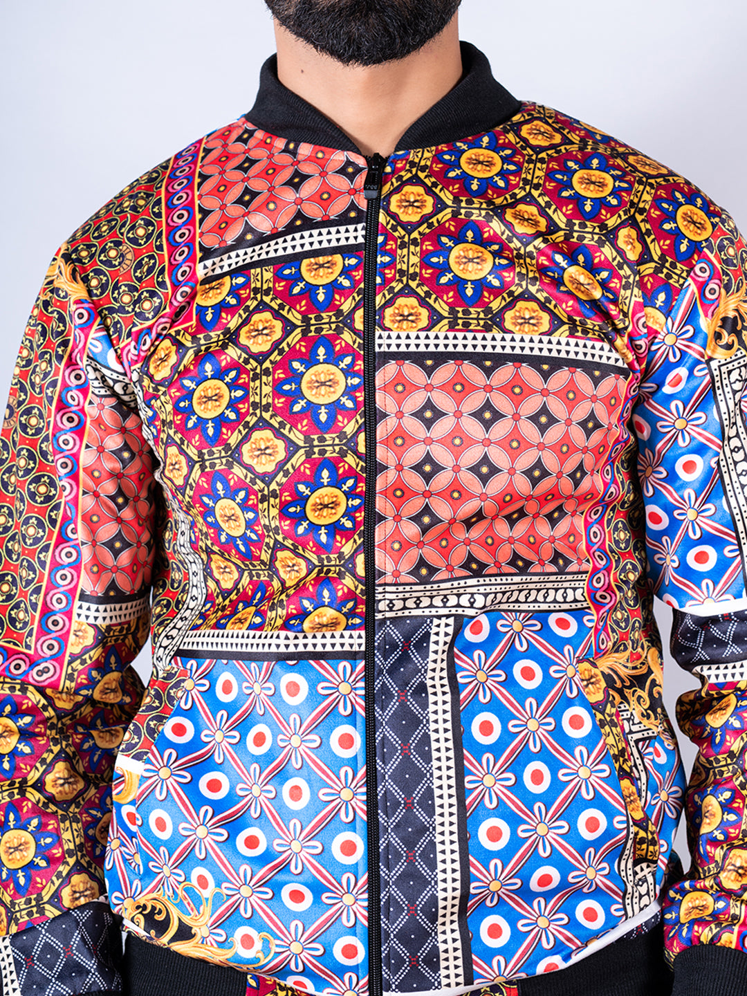 Multicolor Printed Velvet Jacket