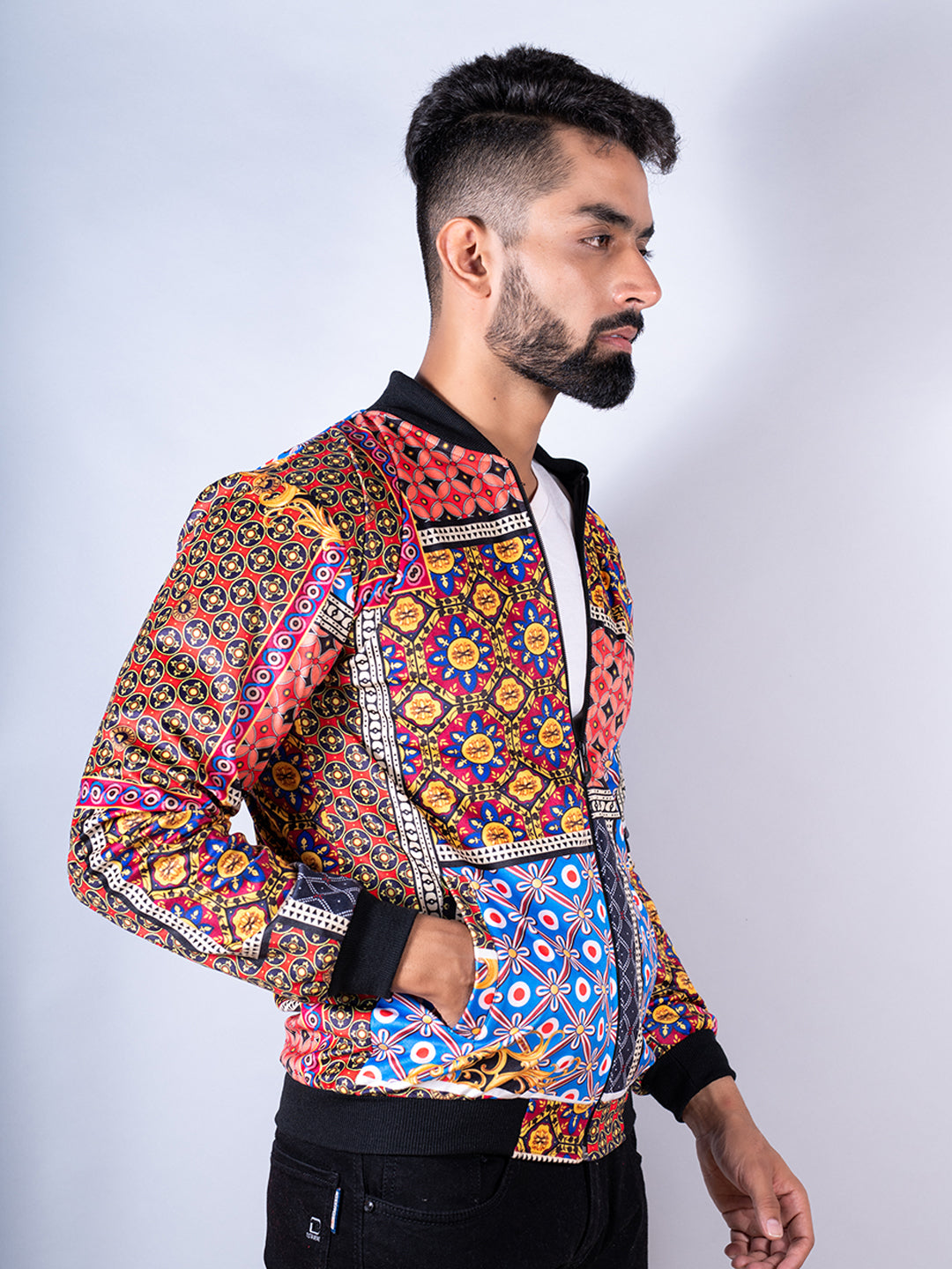 Multicolor Printed Velvet Jacket