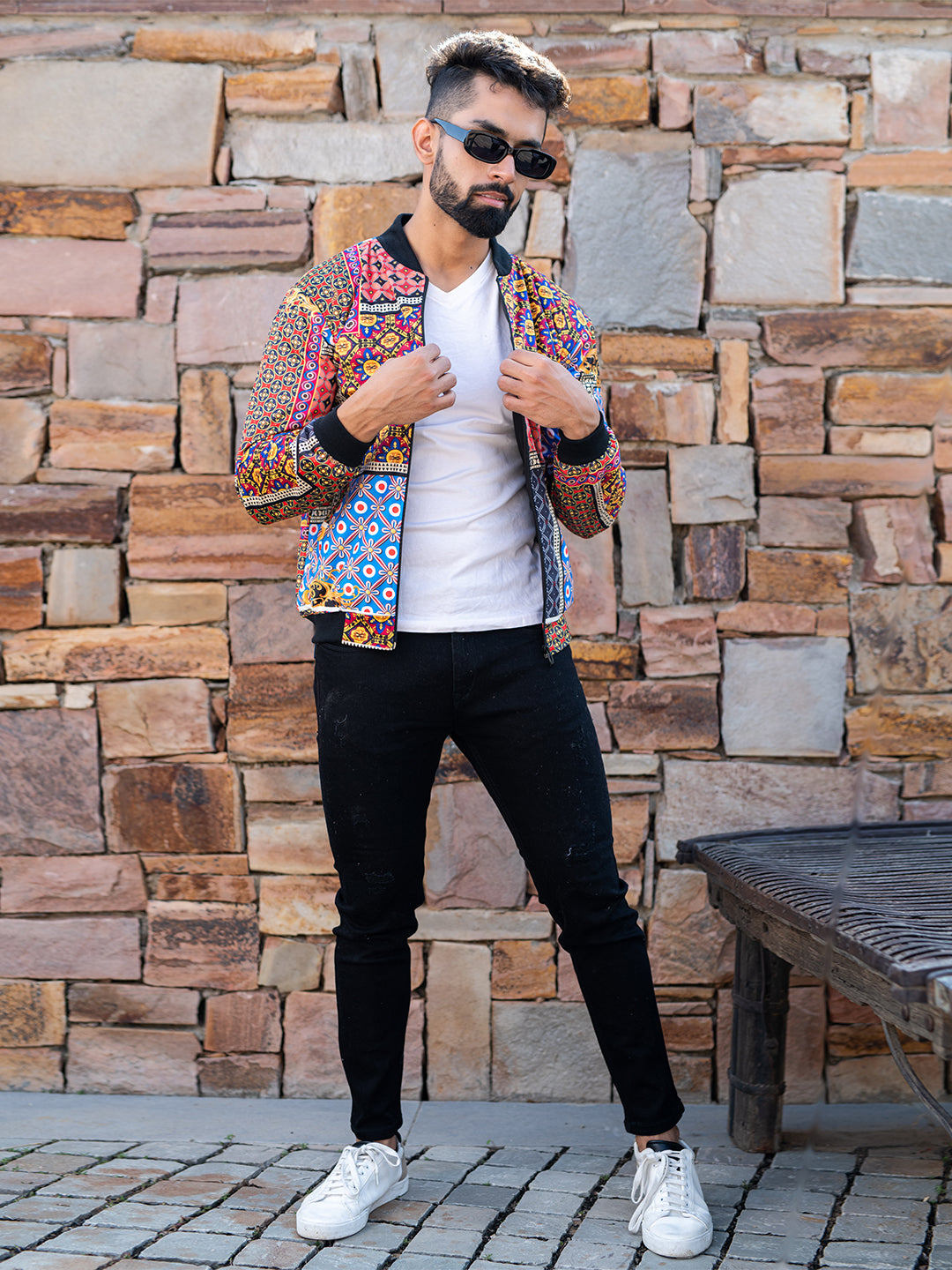 Multicolor Printed Velvet Jacket