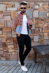 Multicolor Printed Velvet Jacket