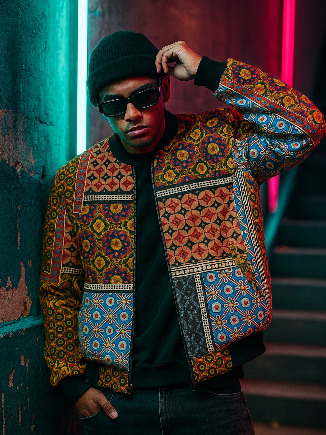 Multicolor Printed Velvet Jacket