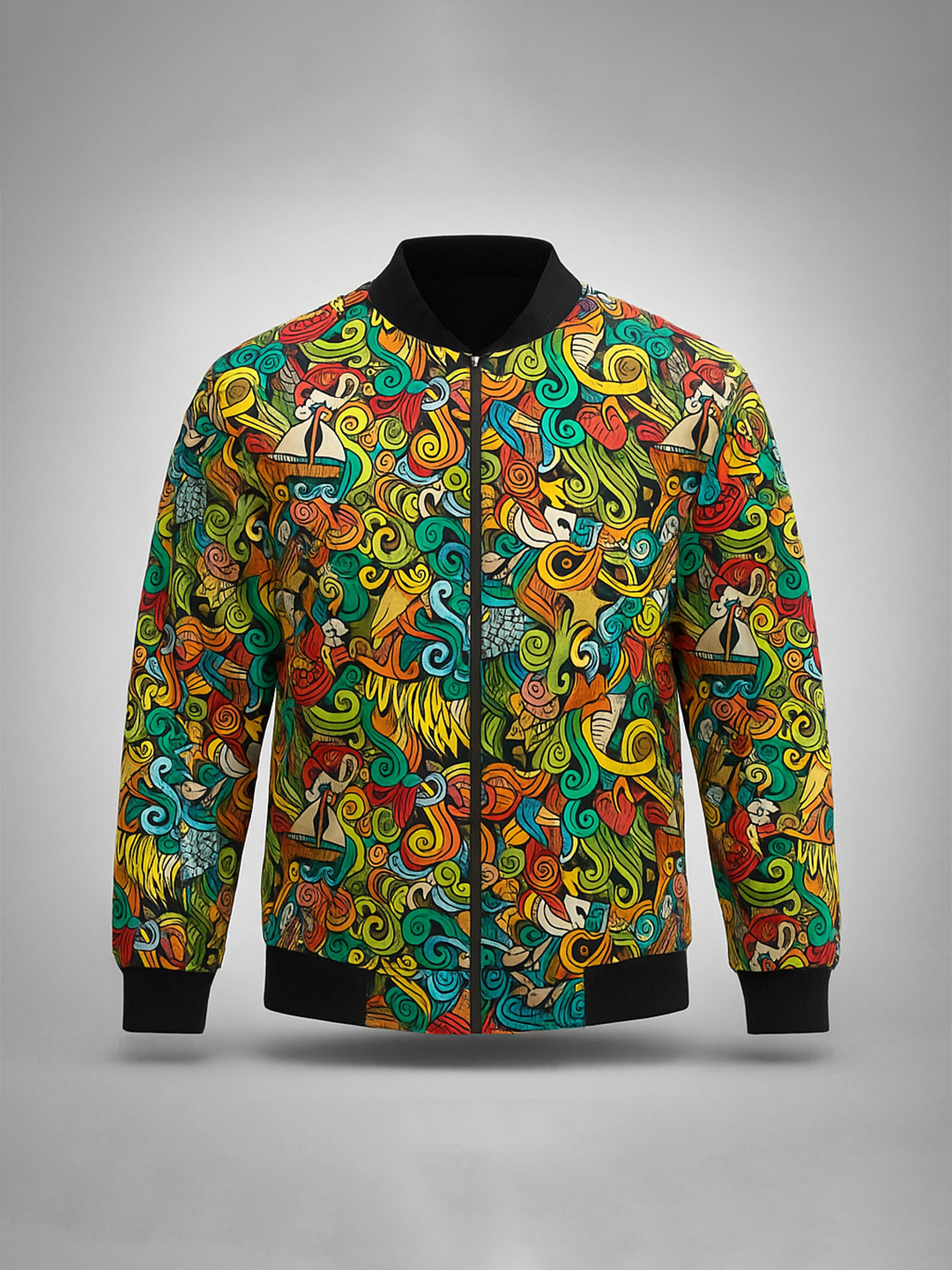 Multicolor Abstract Printed Velvet Jacket