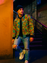 Multicolor Abstract Printed Velvet Jacket