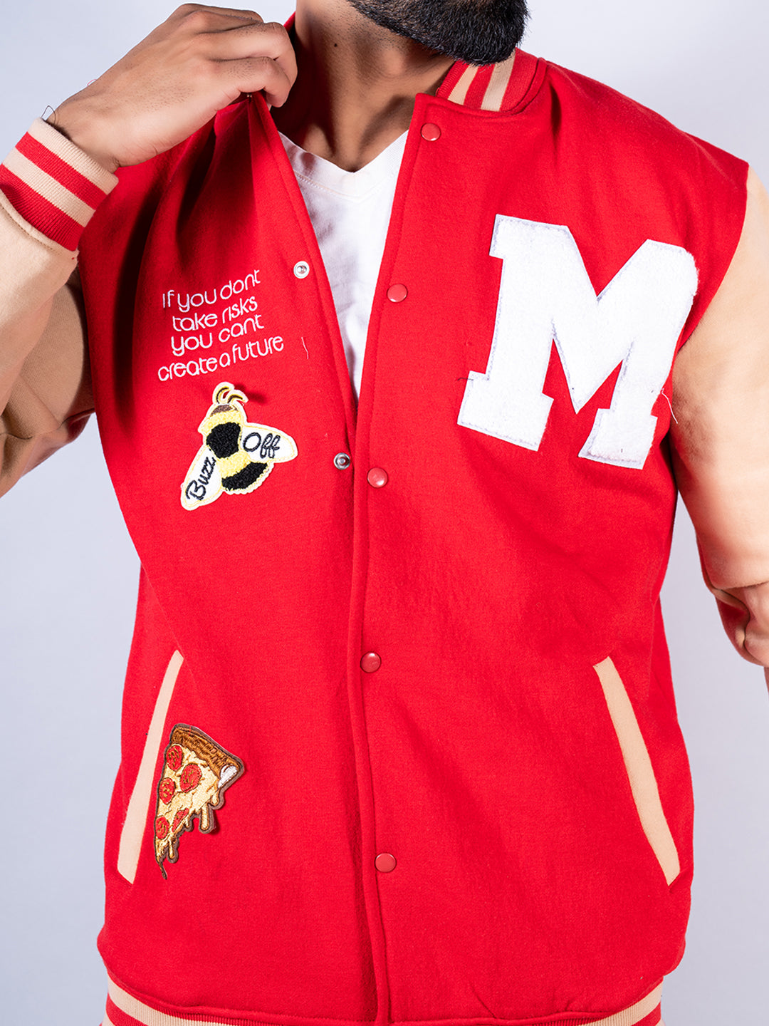 Red Buzz Off M varsity Jacket
