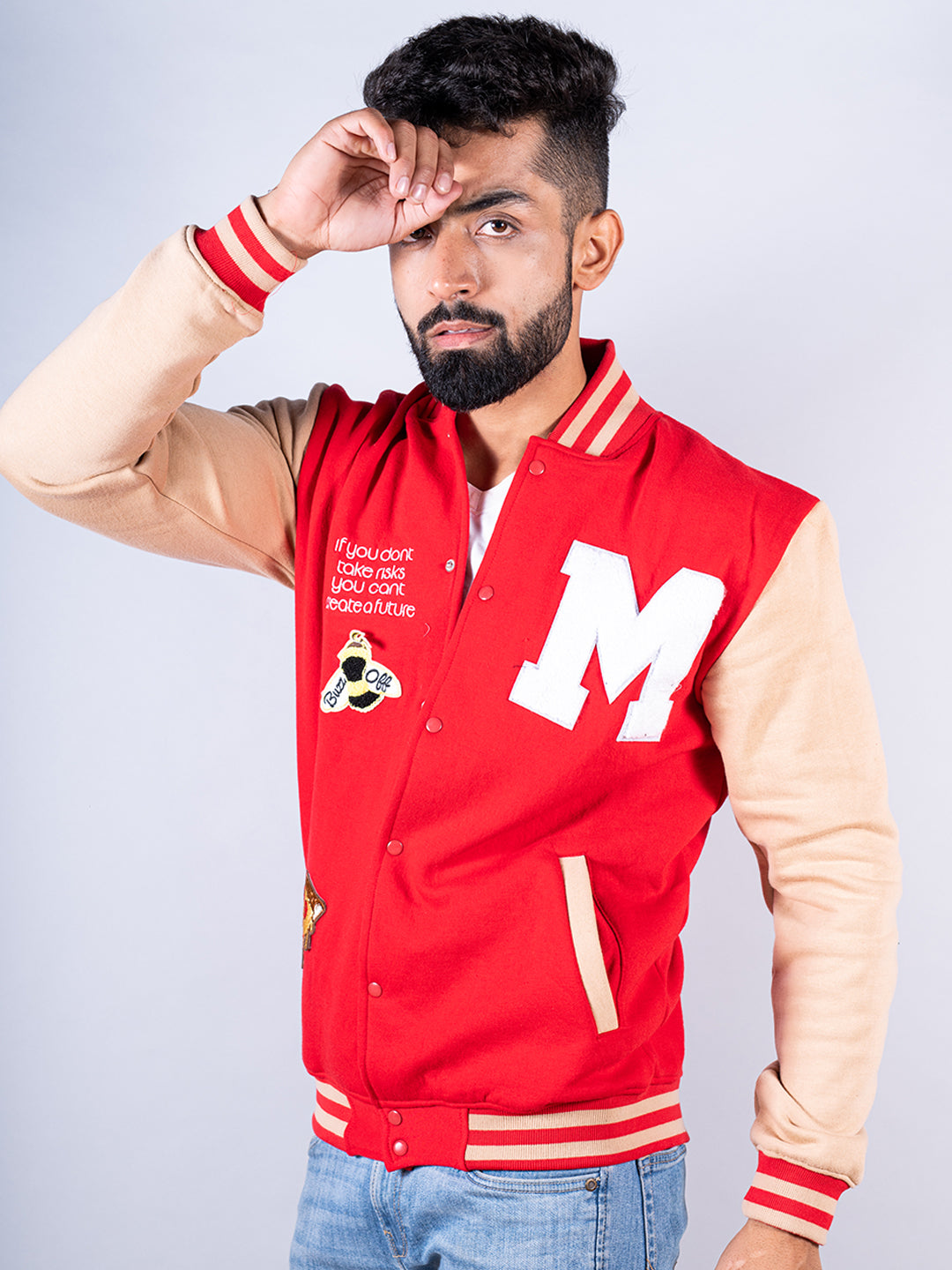 Red Buzz Off M varsity Jacket