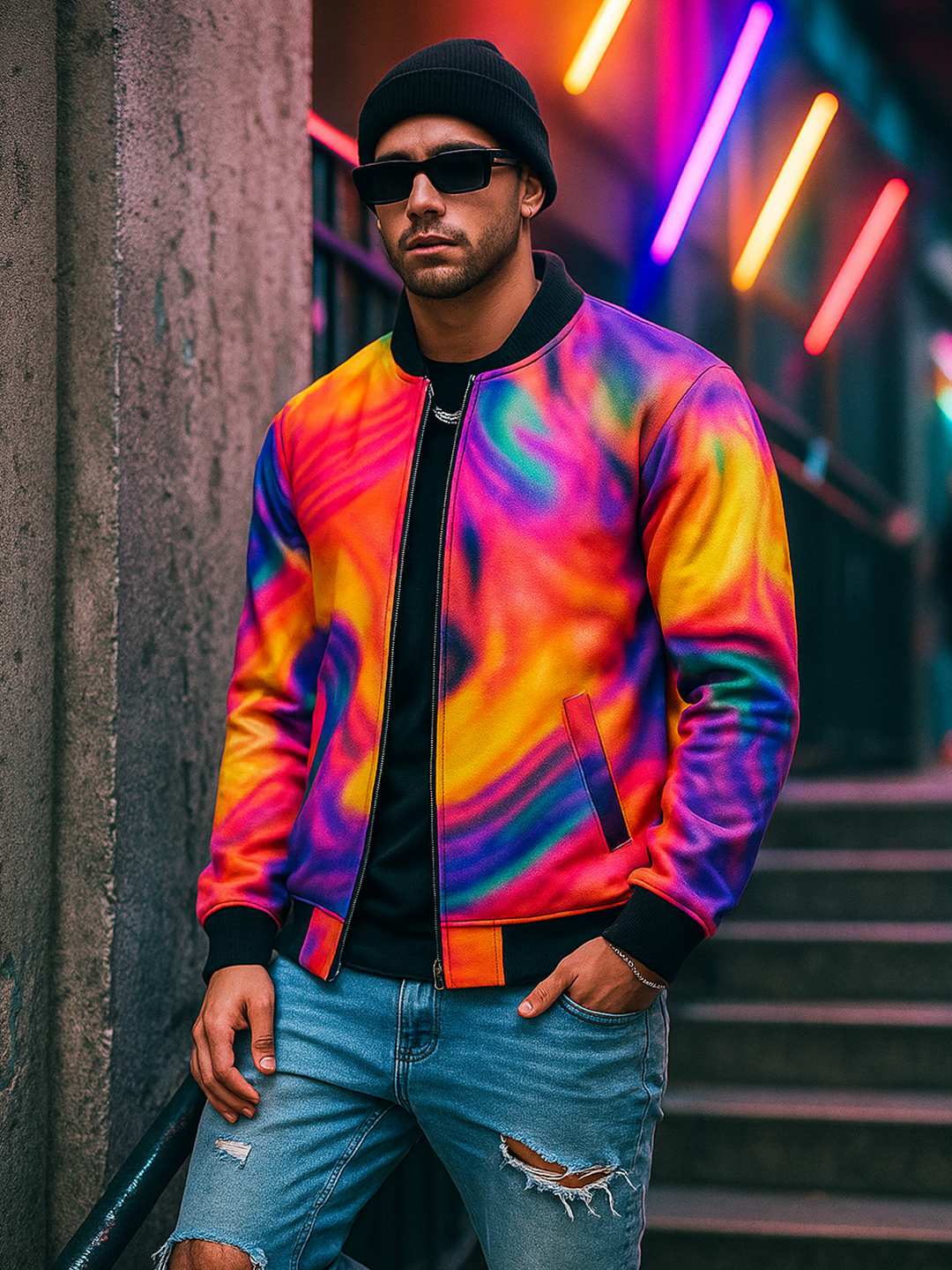 Colorful Printed Velvet Jacket