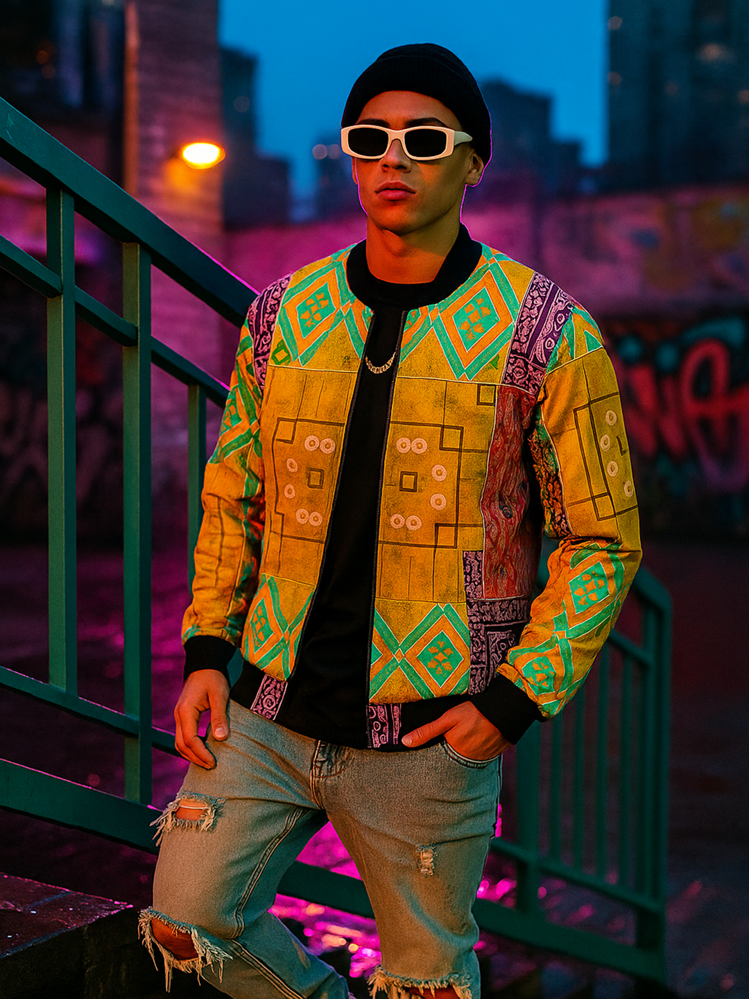 Multicolor Paisley Printed Velvet Jacket