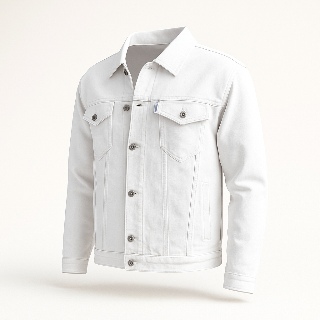 White Two Pockets Denim Jacket
