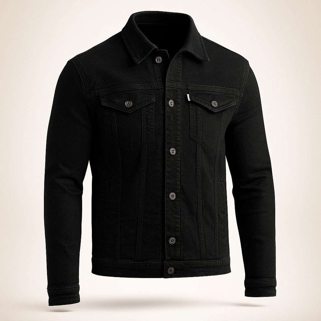 Carbon Black Two Pockets Denim Jacket