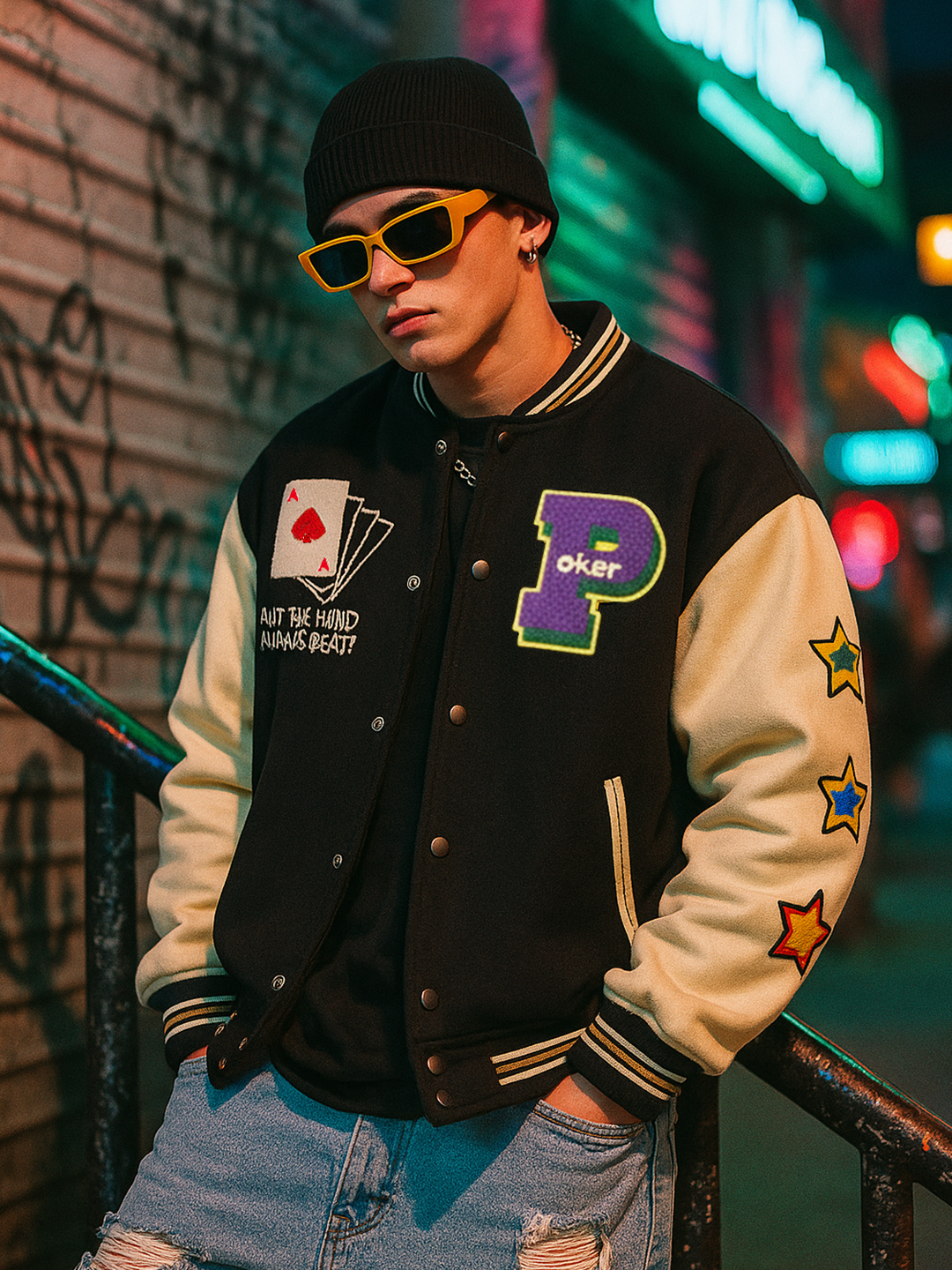 Black Poker Varsity Jacket