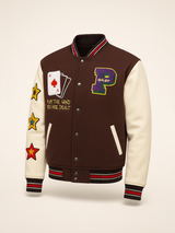 Brown Poker Varsity Jacket