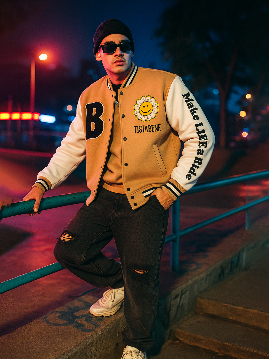 Beige B Varsity Jacket