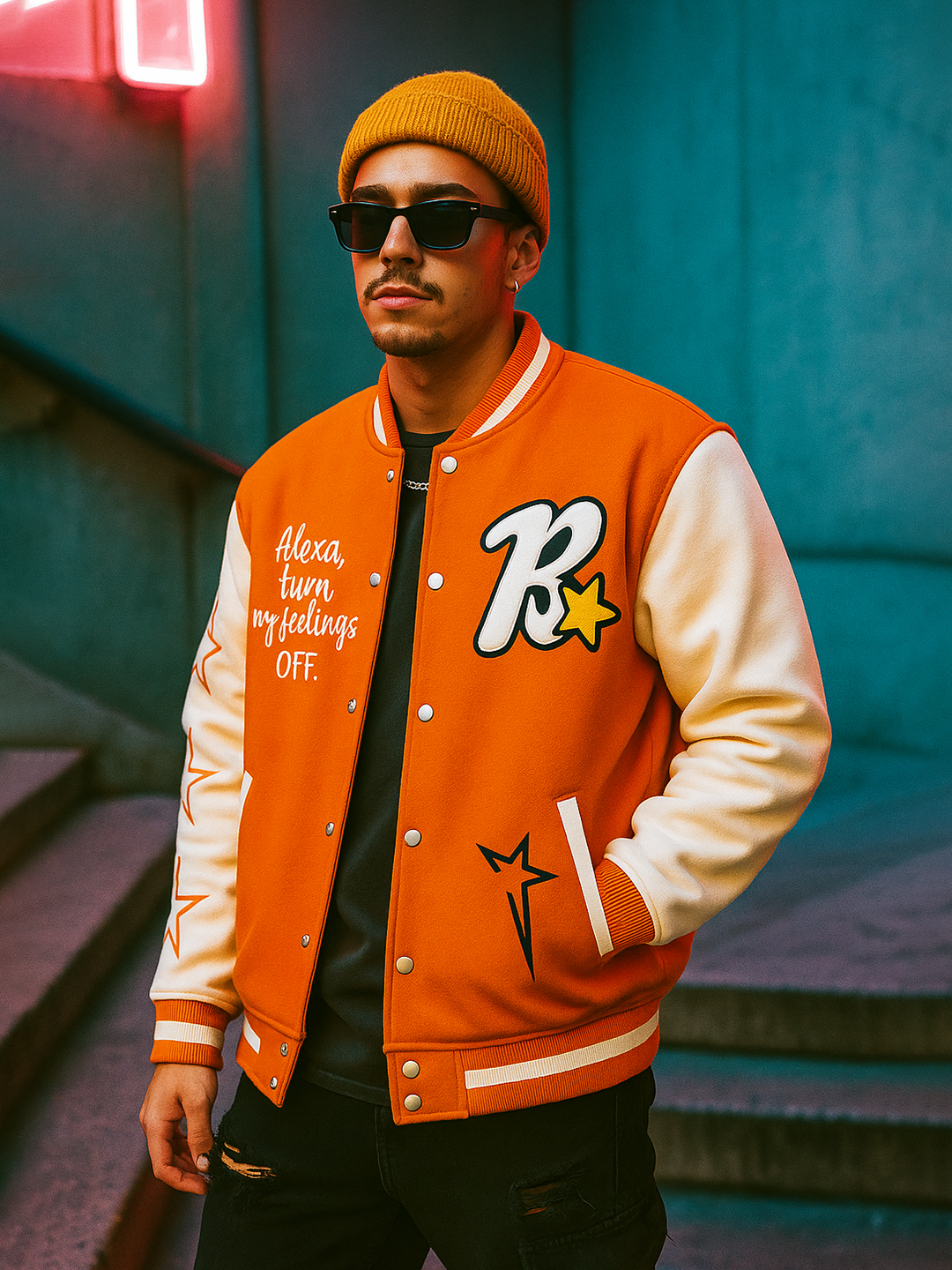 Orange B Varsity Jacket