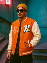 Orange B Varsity Jacket