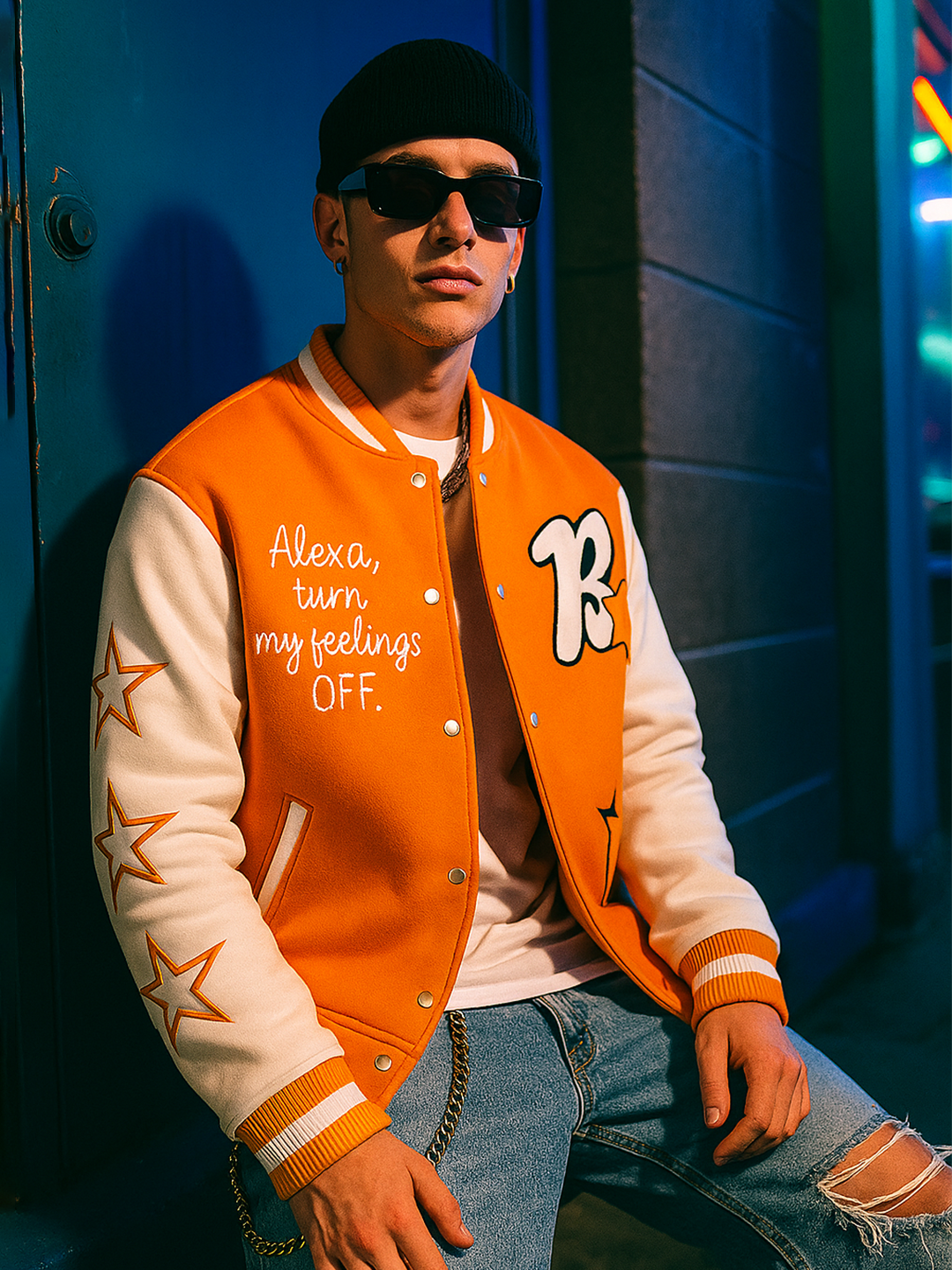 Orange B Varsity Jacket