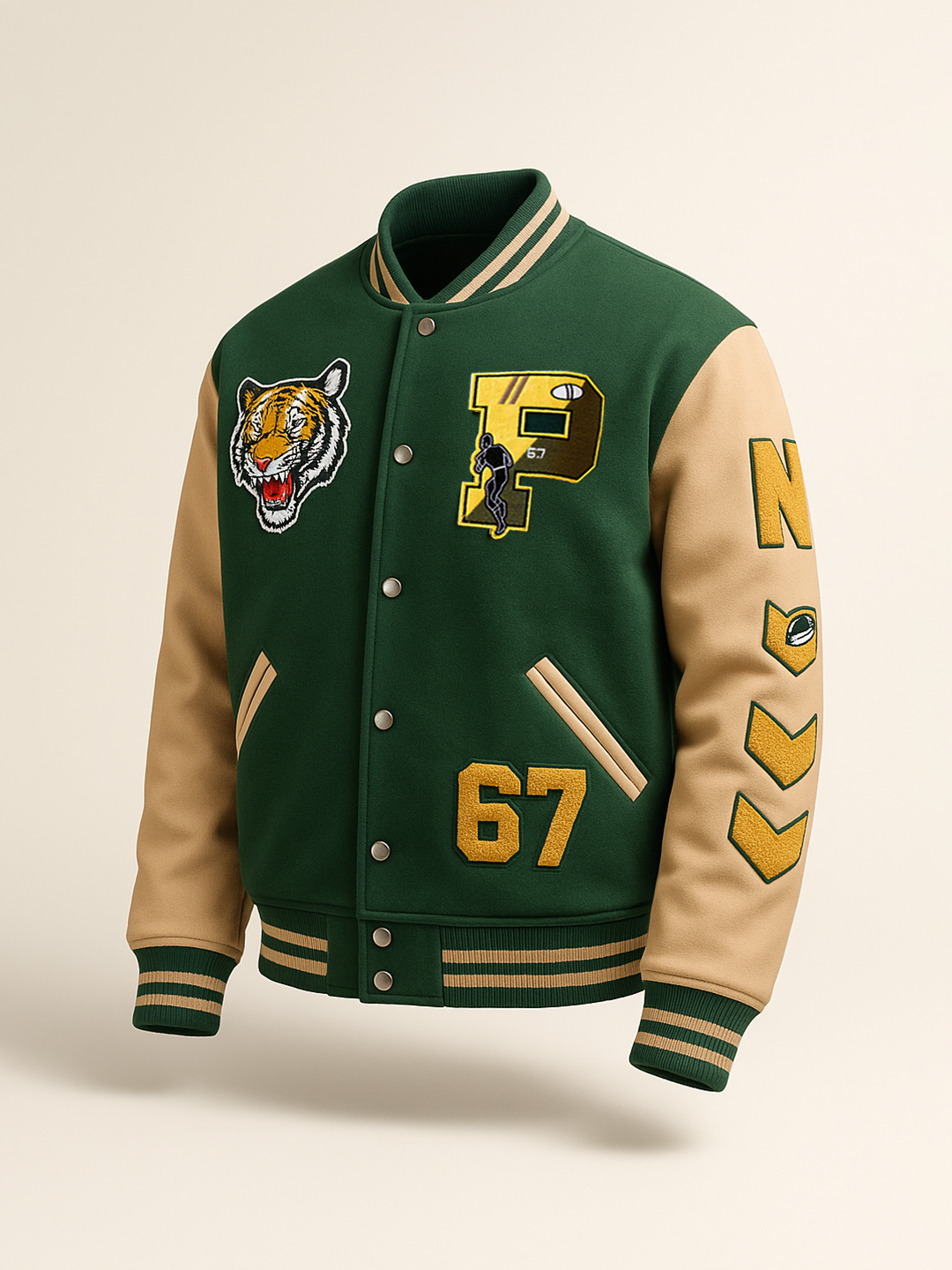 Bottle Green P Varsity Jacket