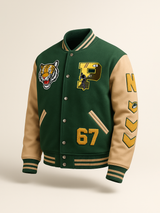 Bottle Green P Varsity Jacket