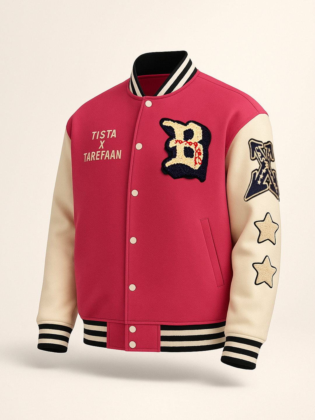 Pink B Tista X Tarefaan Varsity Jacket