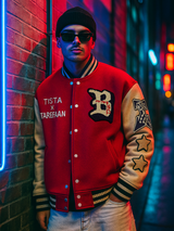 Pink B Tista X Tarefaan Varsity Jacket