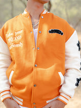 Orange Bones Varsity Jacket